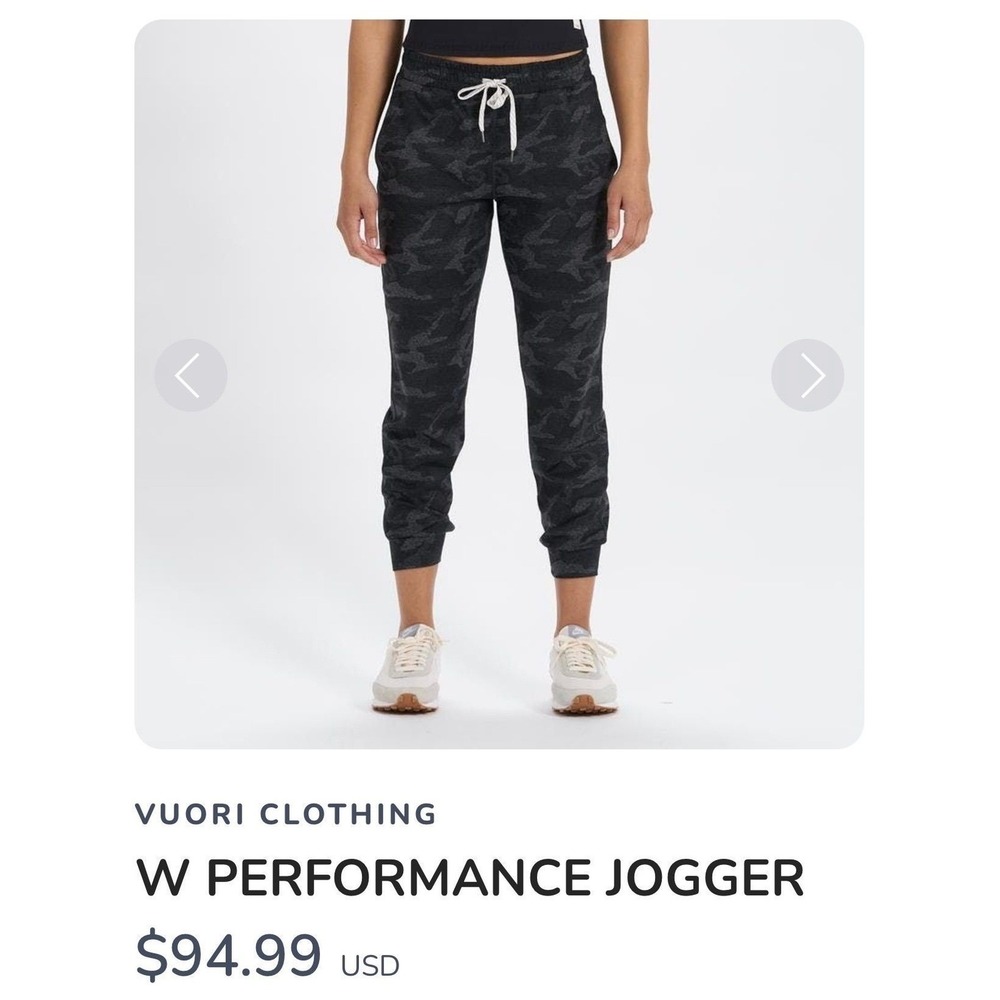 Vuori Joggers Womens XS Black Gray Camo